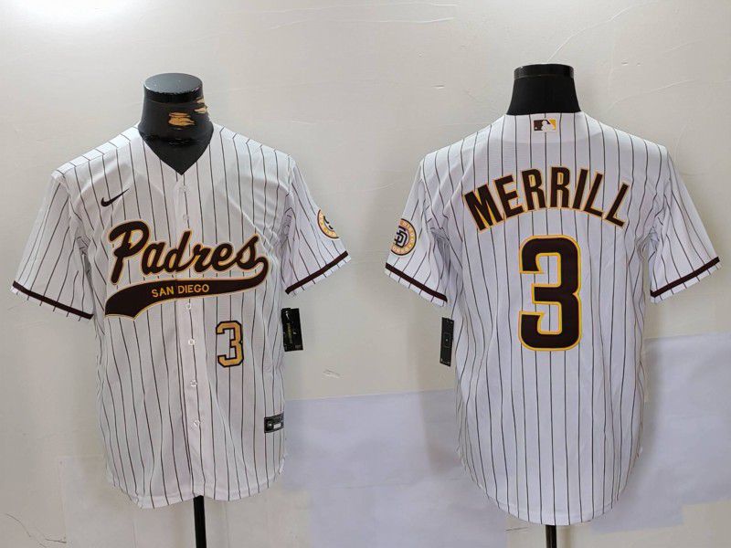 Men San Diego Padres #3 Merrill White Joint Name 2024 Nike MLB Jersey style 9011->san diego padres->MLB Jersey